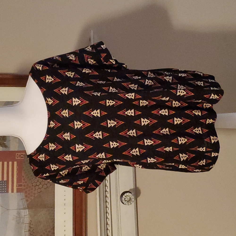 Rachel Zoe Black Geometric Print Short Sleeve Blouse
